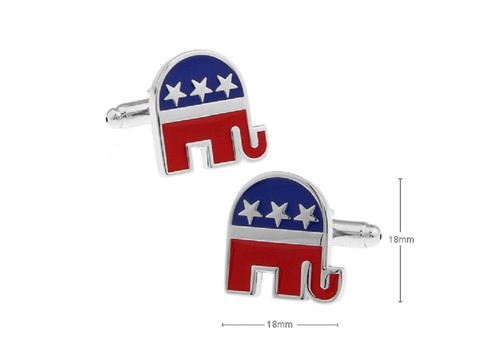 Elephant Pair Cufflinks Republican Wedding Fancy Gift Box & Polishing Cloth - Picture 2 of 3