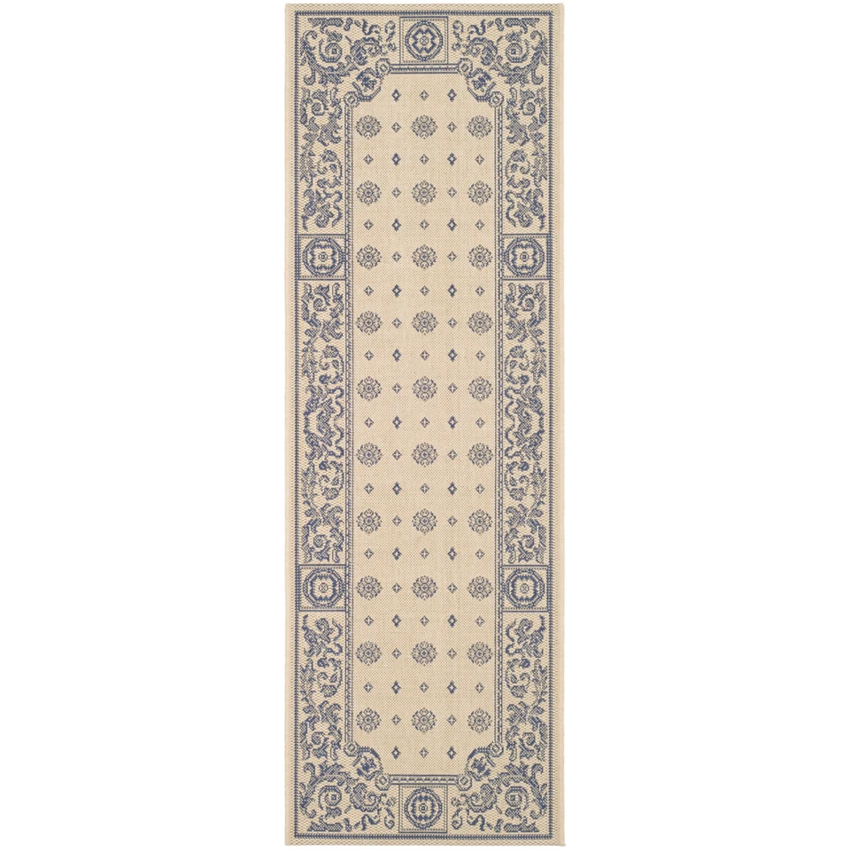 SAFAVIEH Outdoor CY1356-3101 Courtyard Natural / Blue Rug - Image 4 of 4