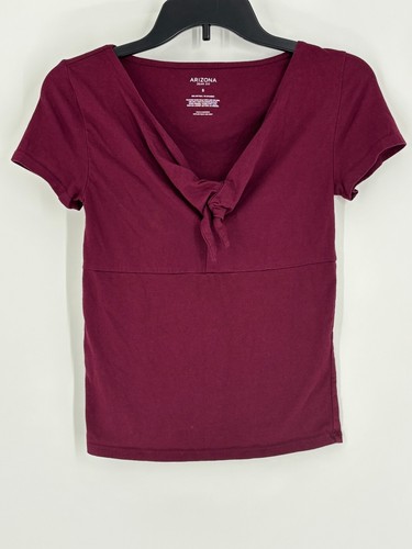 Camicia da donna marrone Arizona cravatta rossa marinaio collo manica corta taglia small - Foto 3 di 5