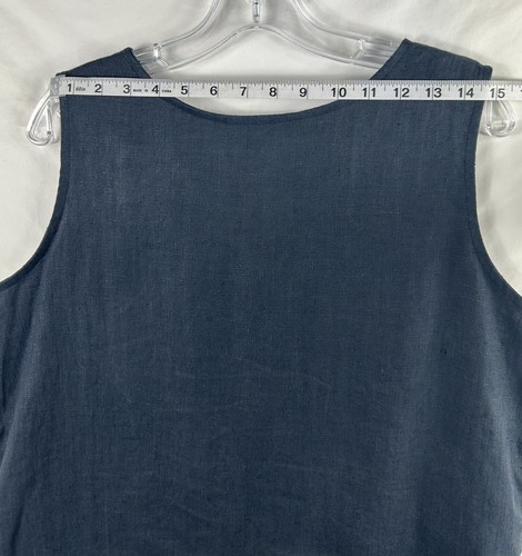 Fenini women's Black Linen Top Tunic Sleeveless Lagenlook size X-large USA - Picture 3 of 9
