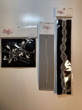 Combo Lot 3 PCs Studio His  Hers WEDDING Set: Hair Pins - Headband - Bracelet
