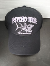 Psycho Tuna Black Baseball Cap, Mesh, New with Purple Stitching.