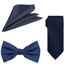 Men's Satin Slim Neck Tie Pocket Handkerchief Bow Tie Pocket Square Gift Wedding