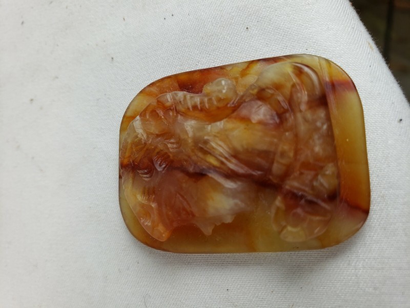 Superb detailed vintage carnelian pendant carving 2", chinese?