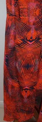 Piper Dress Asymmetrical Hem Sleeveless Red Abstract Midi Front Waist Ties KS221 - Picture 3 of 7