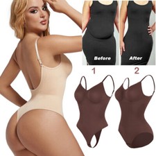 Women Shapewear Tummy Control Bodysuit Body Shaper Backless Tank Top Thong Brief