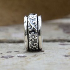 Solid 925 Sterling Silver Handmade Spinner Mediation Ring Gift For Christmas