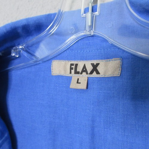 Flax Blazer Jacket Large Blue Pockets Lagenlook Linen Relaxed Coastal Career - Picture 3 of 10