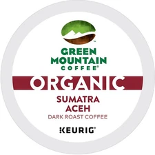 96/PACK - Green Mountain Organic Sumatra Aceh Coffee K-Cup Pods BULK PACKAGING