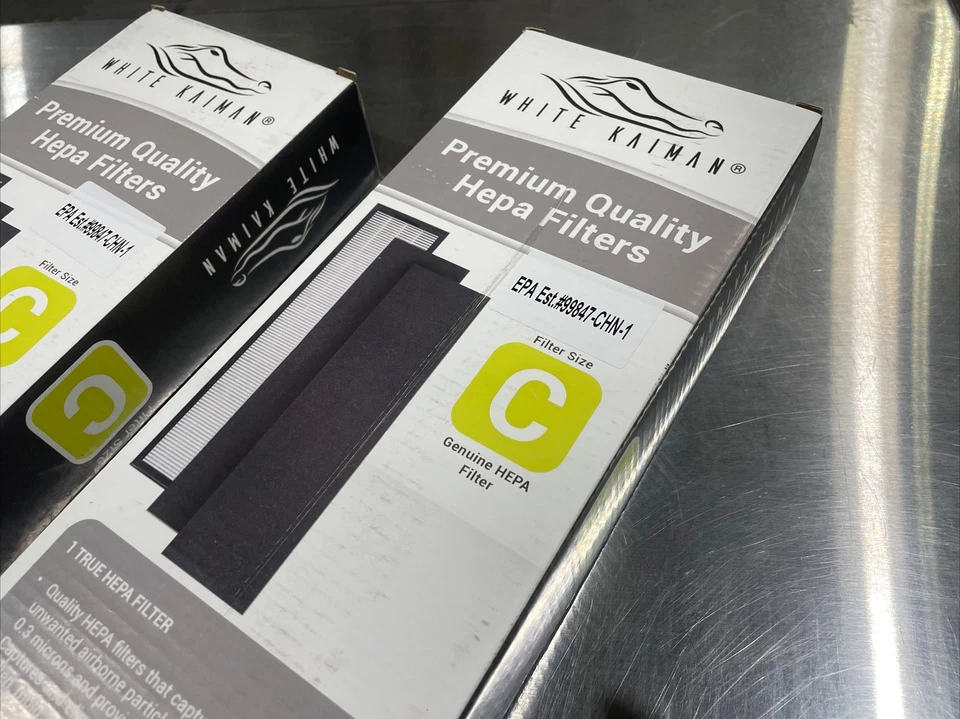 (Lote de 2) Filtro de aire HEPA Kaiman Premium blanco tamaño C con prefiltros de carbono Foto 2 de 4