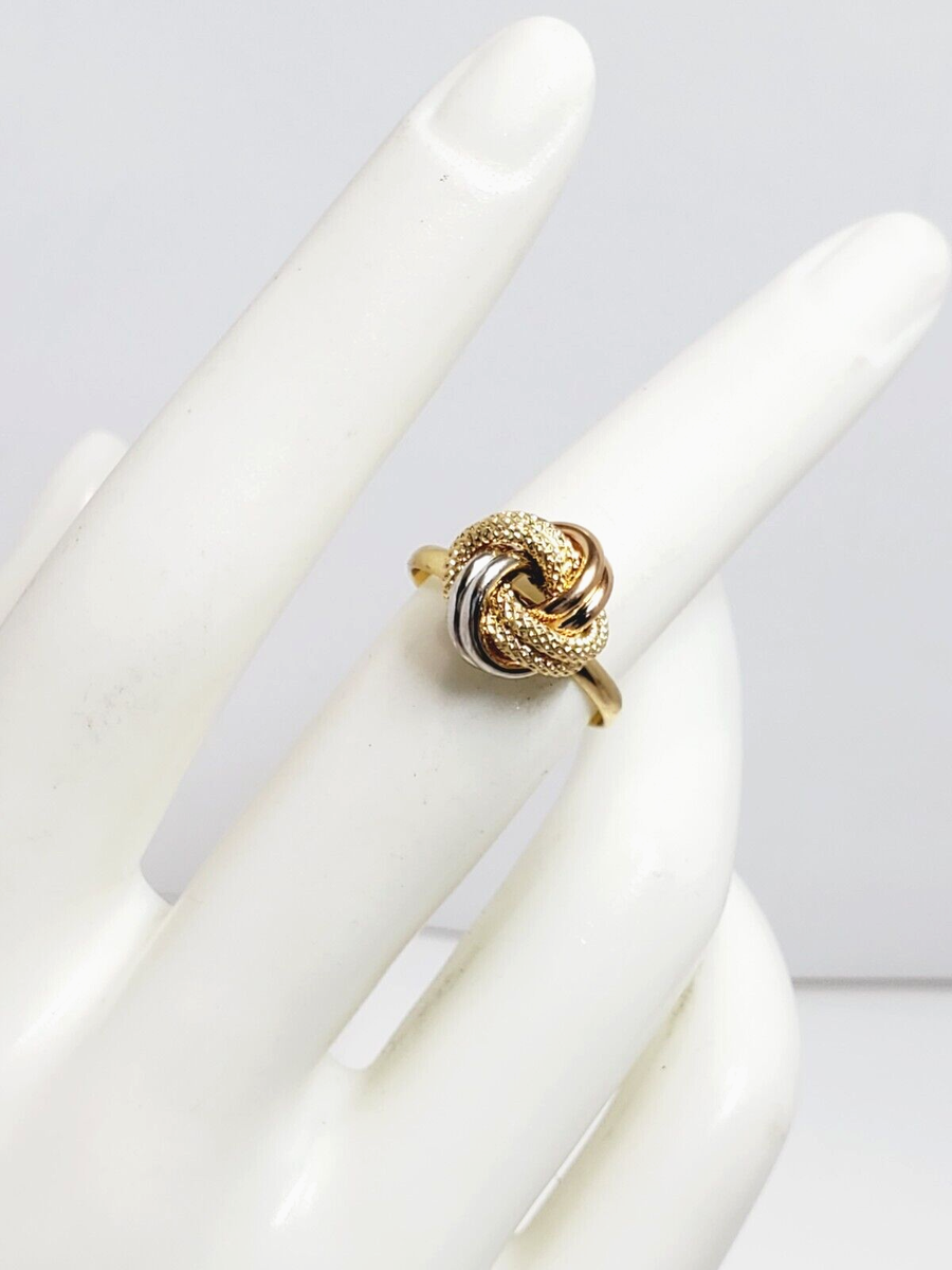 STONE HENgE/送料込み/関税込み Love Knot 14K Cubic Ring Tri-color 18k Gold Statement Love Knot Ring Sz 6.5 - 2 Grams