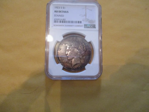 Toned 1923-S NGC AU Details Silver Peace Dollar