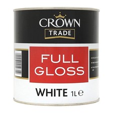 Crown Trade Full Gloss Paint 1L High Sheen Wood & Metal - White