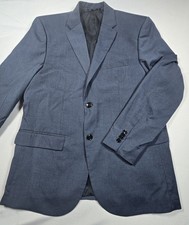 H M Blazer Mens Size 46R Navy Blue Slim Fit Sport Coat 2 Button Suit Jacket