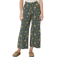 TOAD  CO Women's Chaka Wide Leg Crop Pants Large Green Yellow Floral NWOT