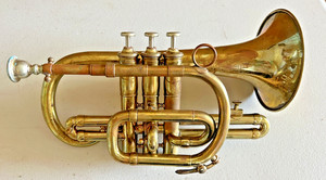 Vintage C.F. Stratton New York Brass Cornet Trumpet Antique Band Instrument