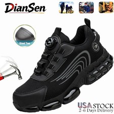Mens Rotary Button Work Boots Steel Toe Safety Shoes Indestructible Hiking Boots