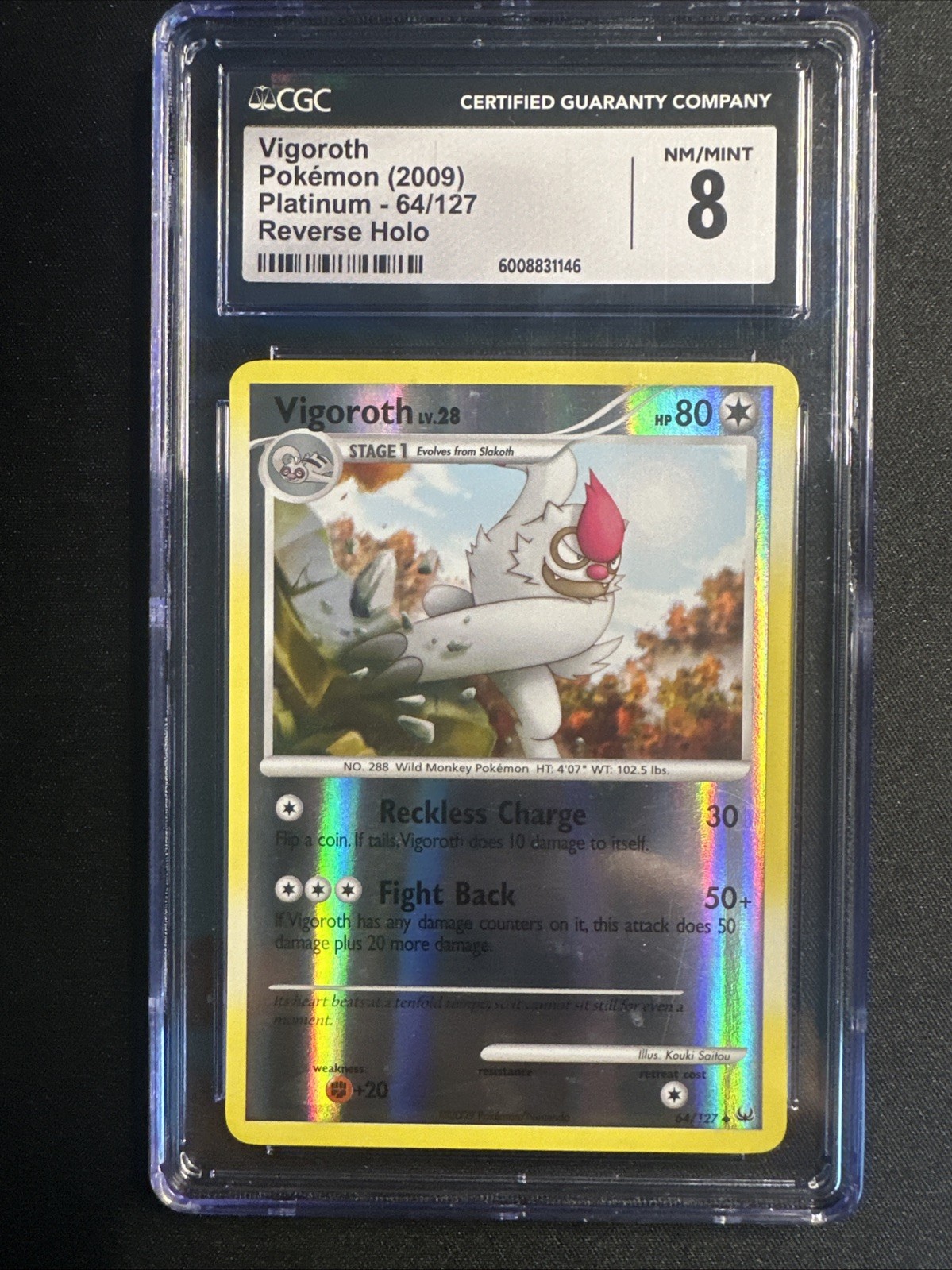 2009 Pokemon Platinum Reverse Holo 64/127 Vigoroth CGC 8
