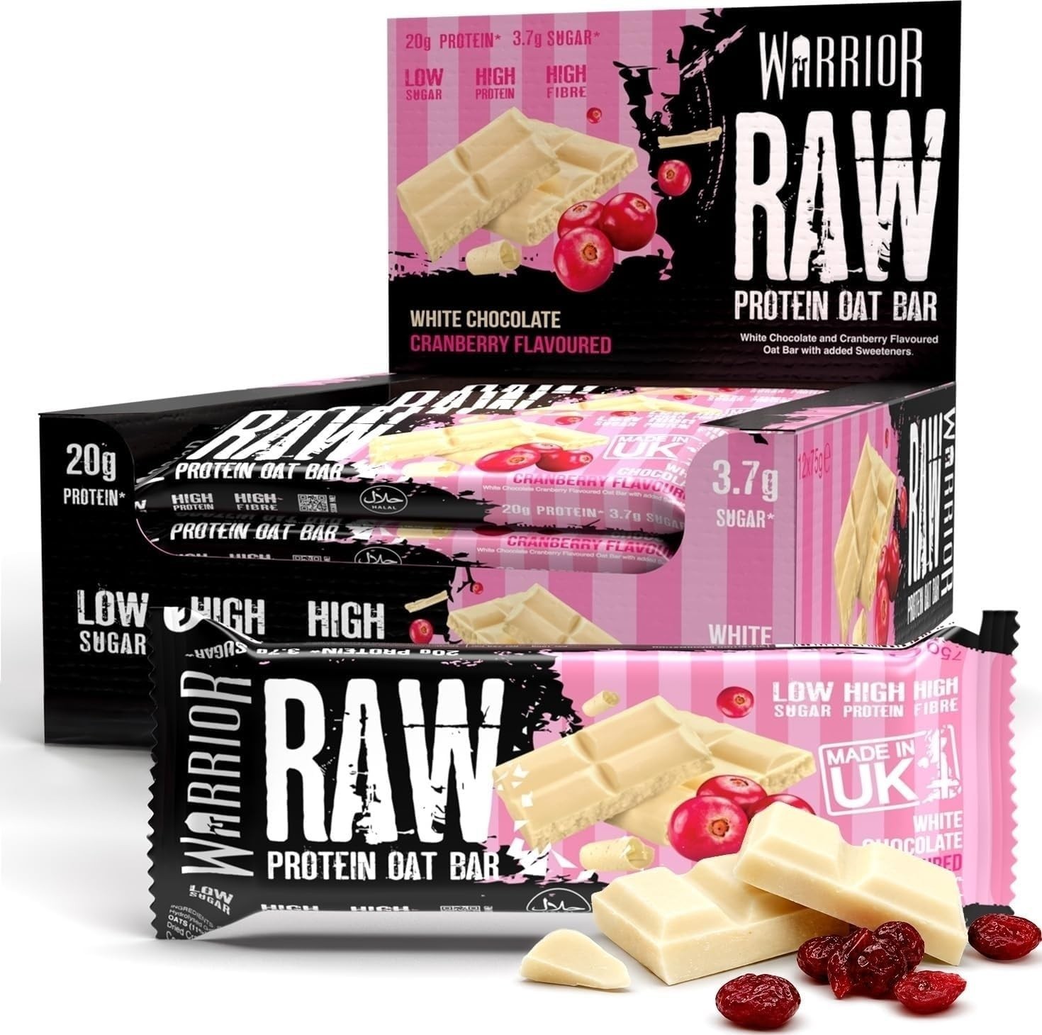 Warrior Nutrition (White Chocolate Cranberry) Warrior Raw Protein Flapjack 12X75g - Image 7