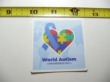AUTISM SUPPORT SMALL STICKER DECAL WORLD AWARENESS DAY RIBBON OVER HEART