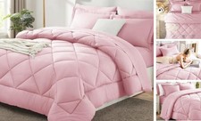 Size Comforter Sets - 7 Pieces Bed in a Bag Luxury Soft Bed Set for Full Pink