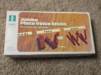 Vintage Holz Zählen Mathe Sticks Ideal 7767 USA Vergrößerter Platz Wert Sticks - Bild 1 von 3