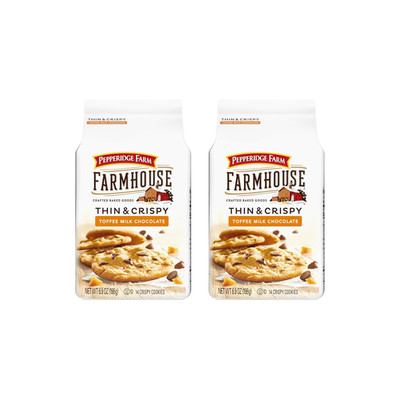 Farmhouse Thin & Crispy Toffee Milk Chocolate Cookies, 6.9 Ounce Bag (Pack of 2)