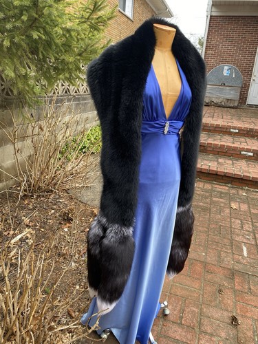 Monroe Style Real Full Pelt Black Fox Stole Wrap New item Evening Made in USA - Picture 13 of 14