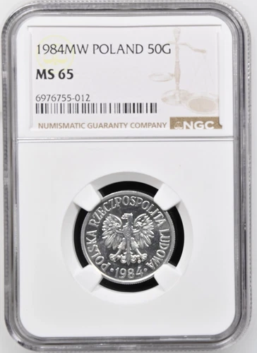 Poland 50 Groszy 1984 NGC MS 65 UNC Aluminum