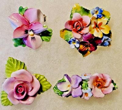 Jewelry lot 4 ENGLAND Pins, Coalport, Royal Adderley Floral, Artone Bone China,