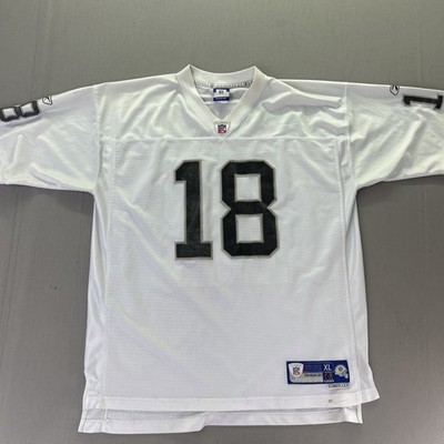 VTG Reebok NFL Oakland Raiders Randy Moss 18 White Jersey Mens XL