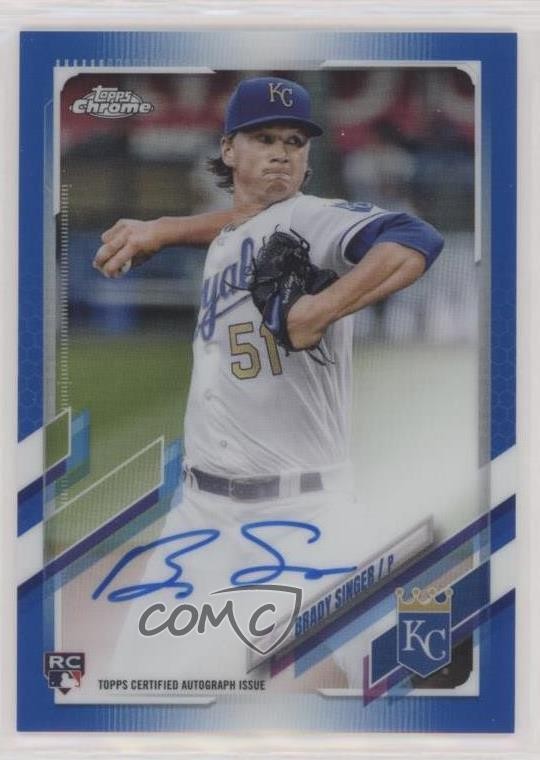 2021 Topps Chrome Rookie Blue Refractor 118/150 Brady Singer #RA-BS Auto 0s9t