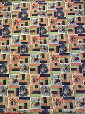 Vtg Holly Hobby Machine Stitched Baby Quilt Small 36 x44 Green,Red,blue Check