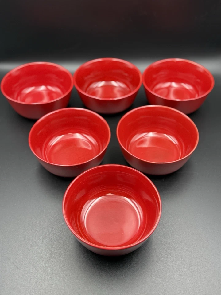 Juego de 6 cuencos de gres rojo cajón y barril 5,6” x 2,5” sopa cereal Foto 4 de 4