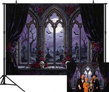 Gothic Halloween Backdrop 10x8FT Gothic Spooky Castle Graveyard Background
