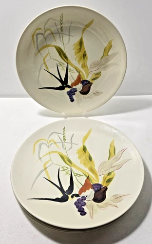 Capistrano Red Wing Hand painted 11” Dinner Plates ~ Set of 4 Beautiful