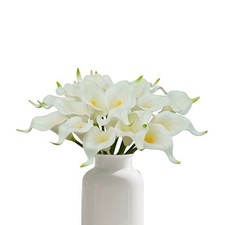 20 Pcs White PU Calla Lily Artificial Flowers, Realistic, Wedding Bouquet, DIY