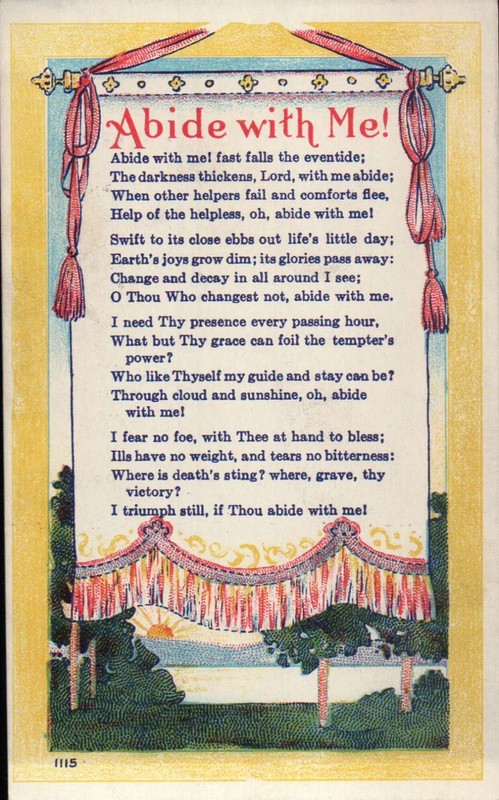 PLEASE READ !!! Abide With Me ! Religious, Lord -- Old Vintage Standard Postcard
