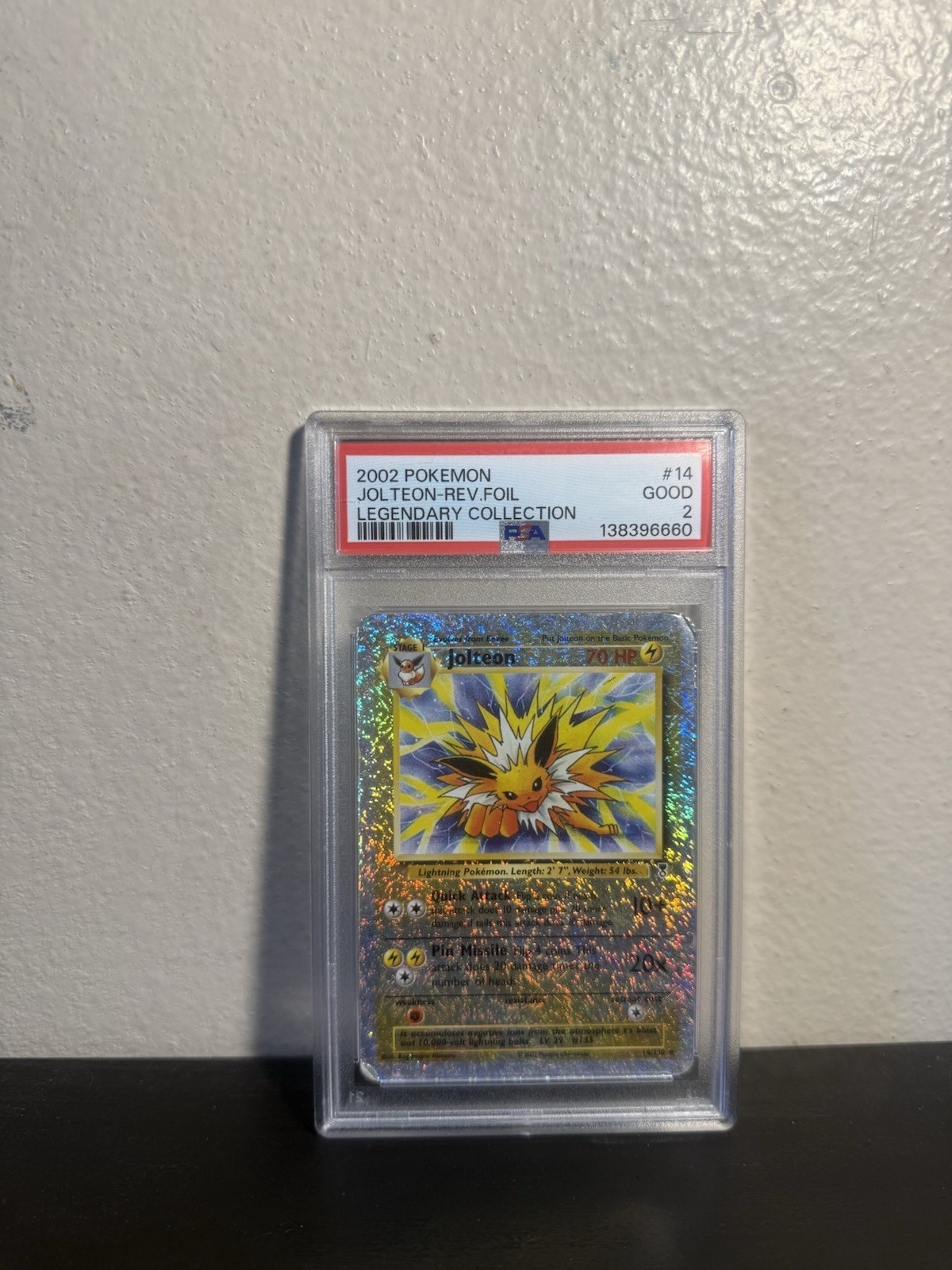 2002 POKEMON LEGENDARY COLLECTION #14 JOLTEON-REVERSE FOIL PSA 2