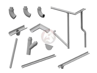 Plus Model 1/35 Roof Rain Eaves Gutter Water Discharge (38 pcs) [MODEL KIT] 606