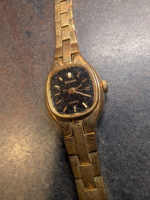 #ad Vintage Lady#x27;s Fashion Watch by Pulsar Base Metal Gold Tone Crystal Preowned 209 $4.00