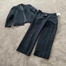 Suit Studio Black Pinstriped Two Piece Blazer/Pant Set SIZE 10