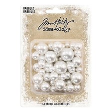 Tim Holtz idea-ology Pearl Baubles .313 To .75 60/Pkg-Undrilled Cream Pearls
