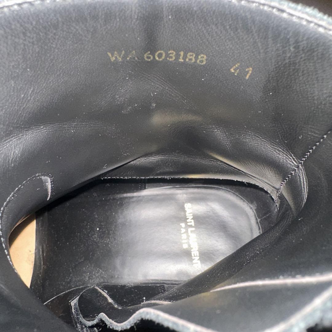 Stivali corti Saint Laurent neri scamosciati borchie zip laterali taglia 41 uomo autentici