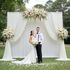 10ft 12ft Ivory Backdrop Curtain for Wedding Parties, 2 Panels Wrinkle Free 1...