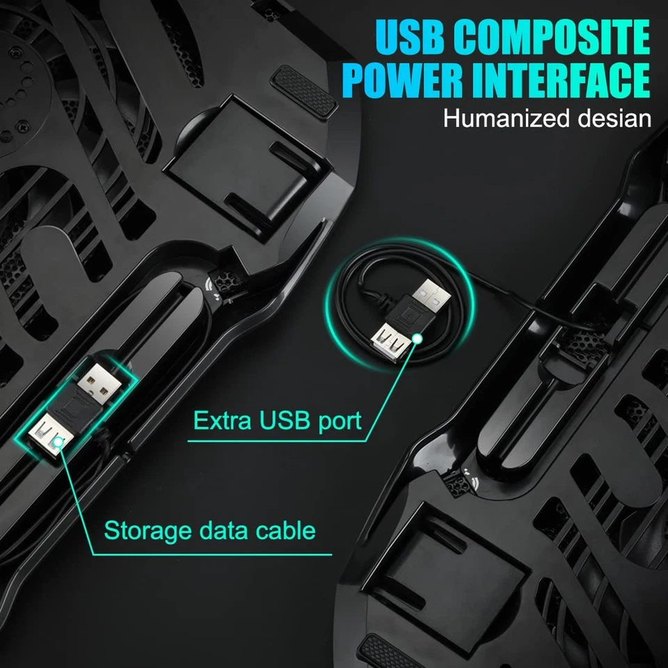 Almohadilla de enfriamiento para computadora portátil LIANGSTAR, enfriador para computadora portátil para juegos con 2 ventiladores grandes silenciosos, RGB... Foto 4 de 4