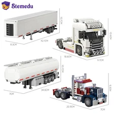 MOC Engineering Vehicle Serie Truck Container Trailer Fuel Tank Building Blocks