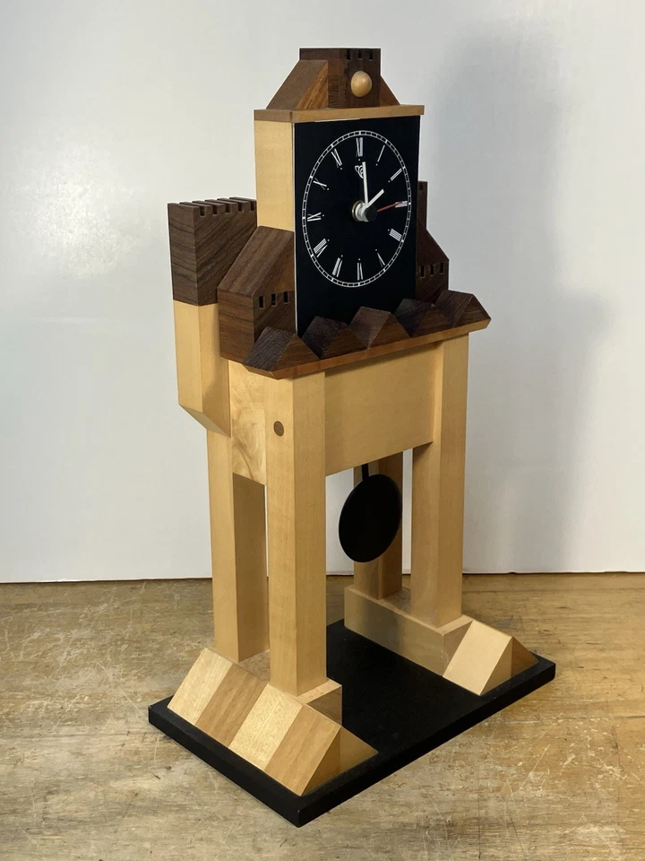 Vintage ITALIAN POSTMODERN MEMPHIS 80S Mantle CLOCK BY PIRONDINI arti mestieri - Image 3 of 4