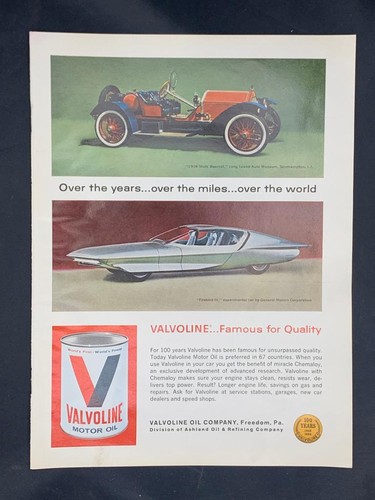 Magazine Ad - 1966 - Valvoline Motor Oil - "Firebird IV" Test Car