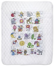 Janlynn Stamped for Cross Stitch Baby Quilt Kit, ABC Fun